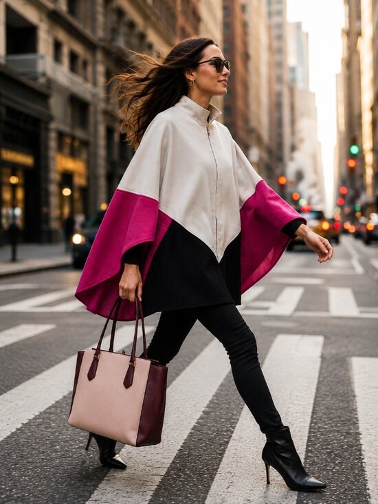 Anthropologie Jackets & Blazers - Anthropologie Thea Colorblock Cape Poncho One Size + FREE Kate Spade Tote